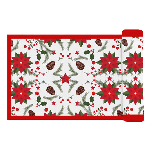 RANS Christmas Flowers Table Runner 33 x 180 cm – Red Festive Christmas Table Decoration
