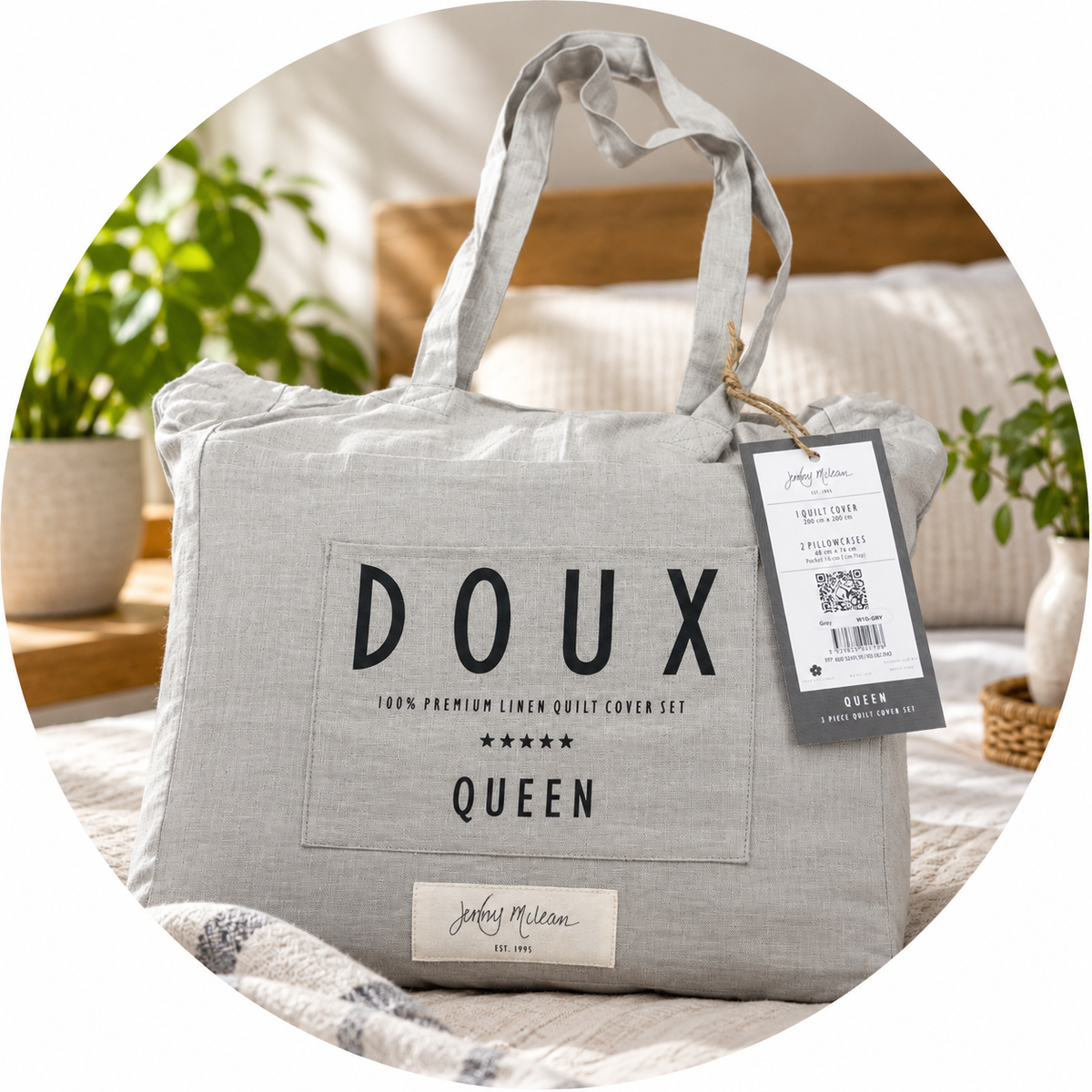 Jenny mclean Doux Quilt Cover 3pc Sets 100% Pure Linen