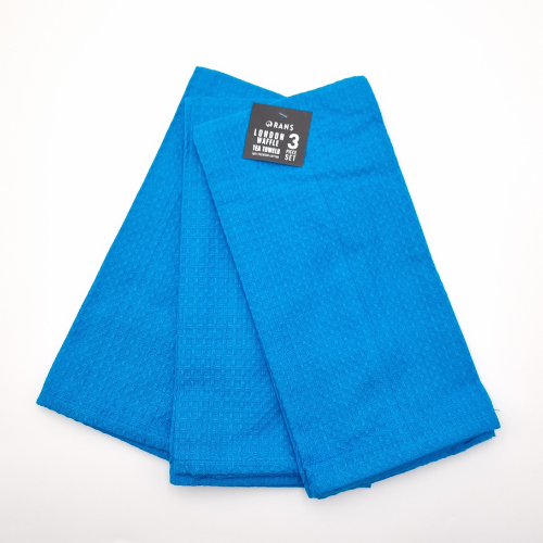 RANS London Waffle Tea towels | Aqua | Set of 3