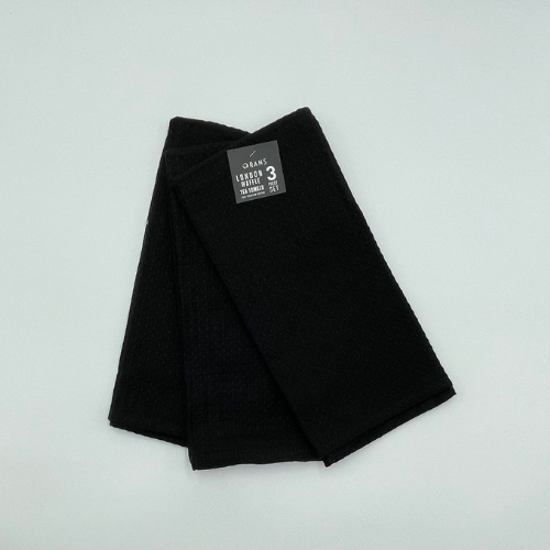 RANS London Waffle Tea towels | Black | Set of 3