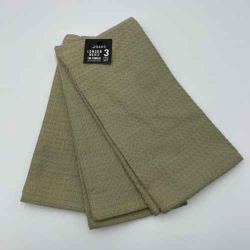 RANS London Waffle Tea towels | Latte | Set of 3