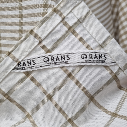 Rans Milan Tea Towels Check & Stripe Designs | 5 Piece Sets | TAUPE