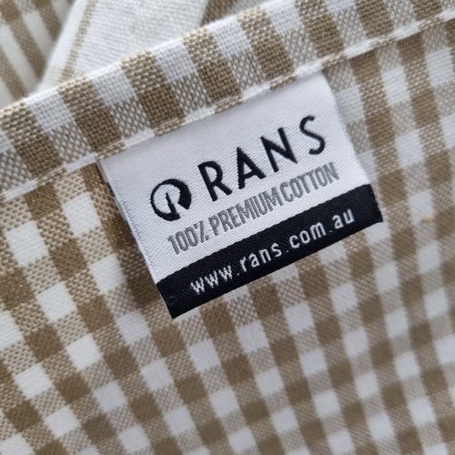Rans Milan Tea Towels Check & Stripe Designs | 5 Piece Sets | TAUPE