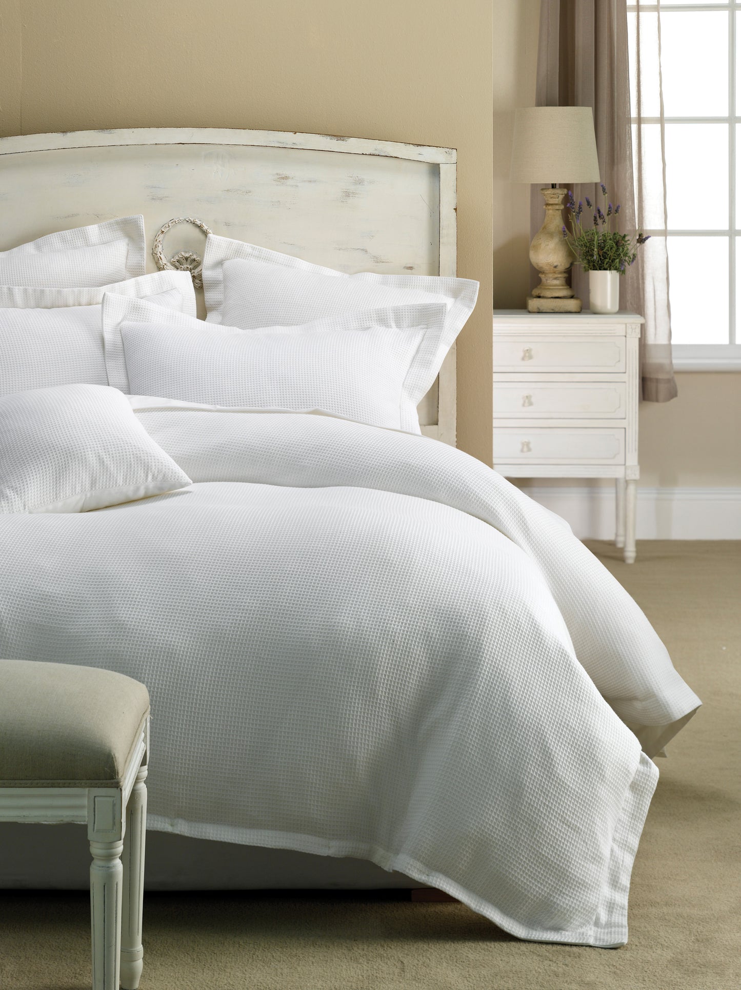 Paris Waffle Quilt Cover Sets White