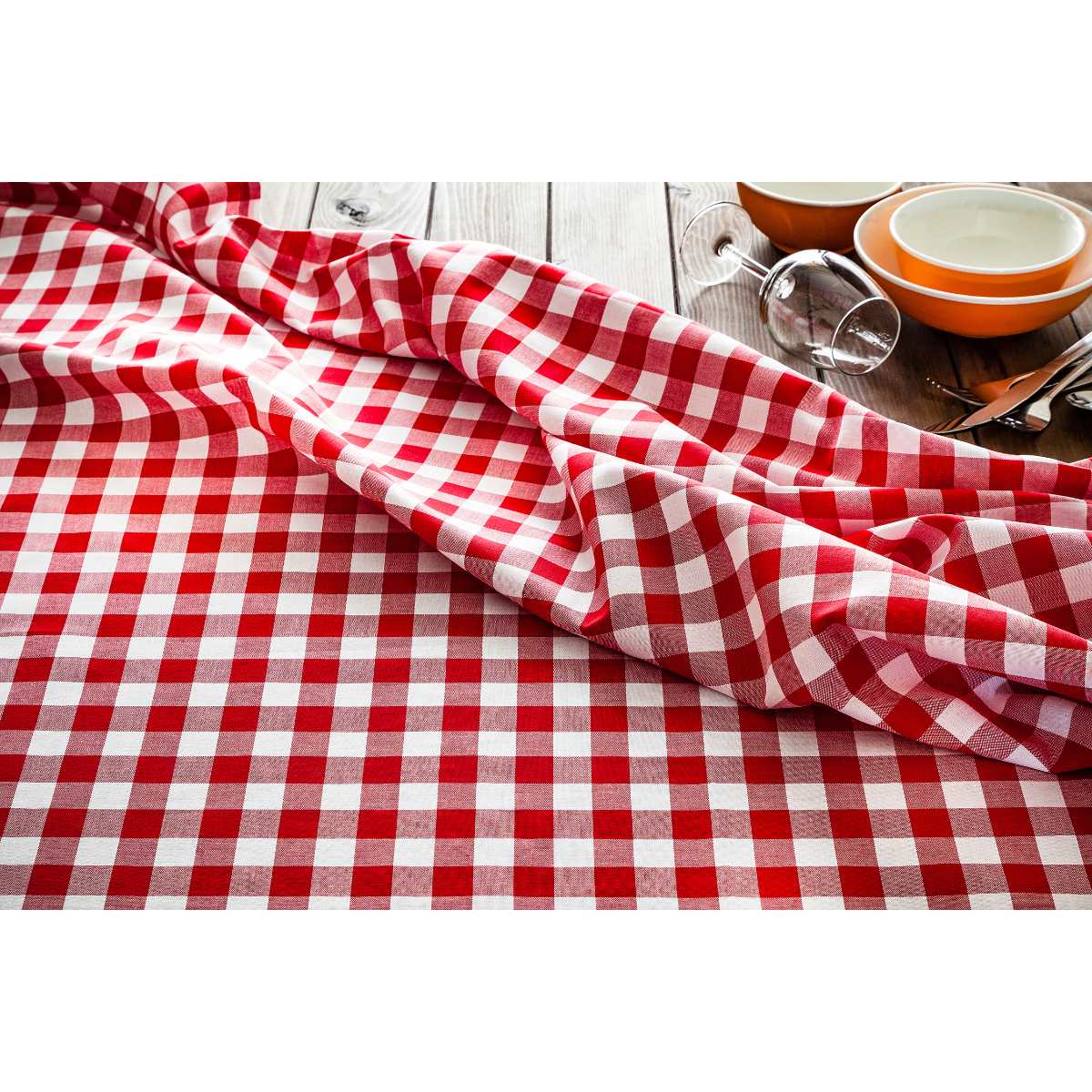 Rans Gingham Checked Tablecloths 5cm Hemming 100% Cotton