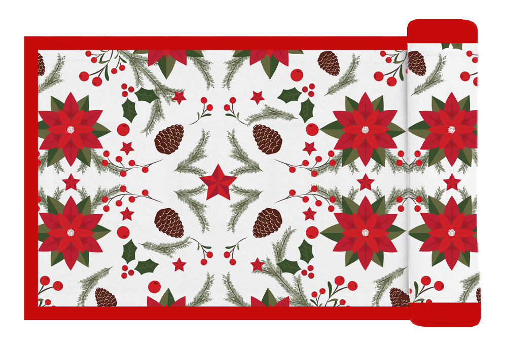 Rans Christmas Flowers Table Runner | Red | 33x180cm