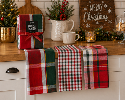 RANS Christmas Box Tea Towels 100% Cotton - Set of 3