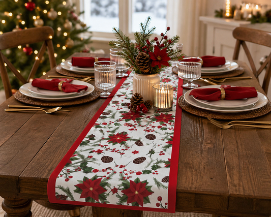 Rans Christmas Flowers Table Runner | Red | 33x180cm