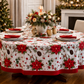 Rans Christmas Flowers Tablecloth 100% Cotton - Red