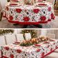 Rans Christmas Flowers Tablecloth 100% Cotton - Red
