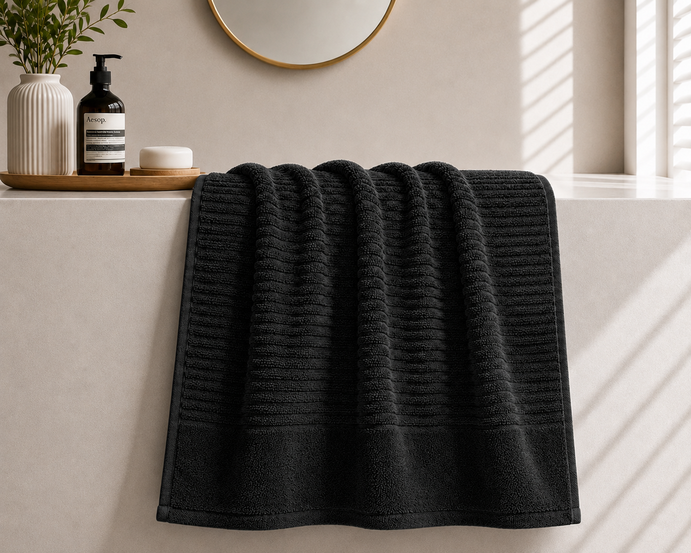 JENNY MCLEAN Royal Excellency 600 GSM 100% Premium Cotton Bath Towel - Soft & Highly Absorbent - Black
