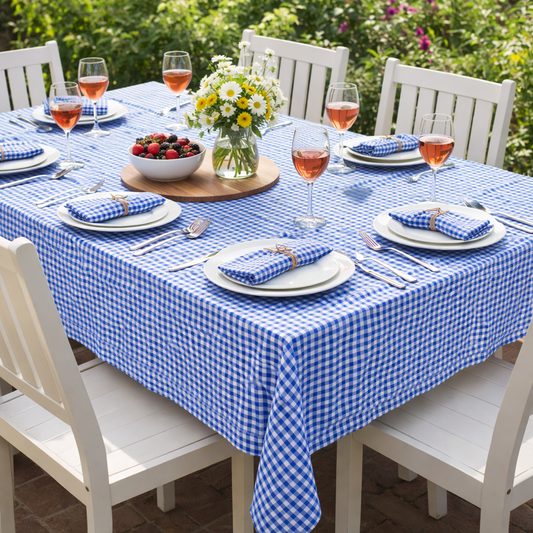 Rans Gingham Checked Tablecloths 5cm Hemming 100% Cotton