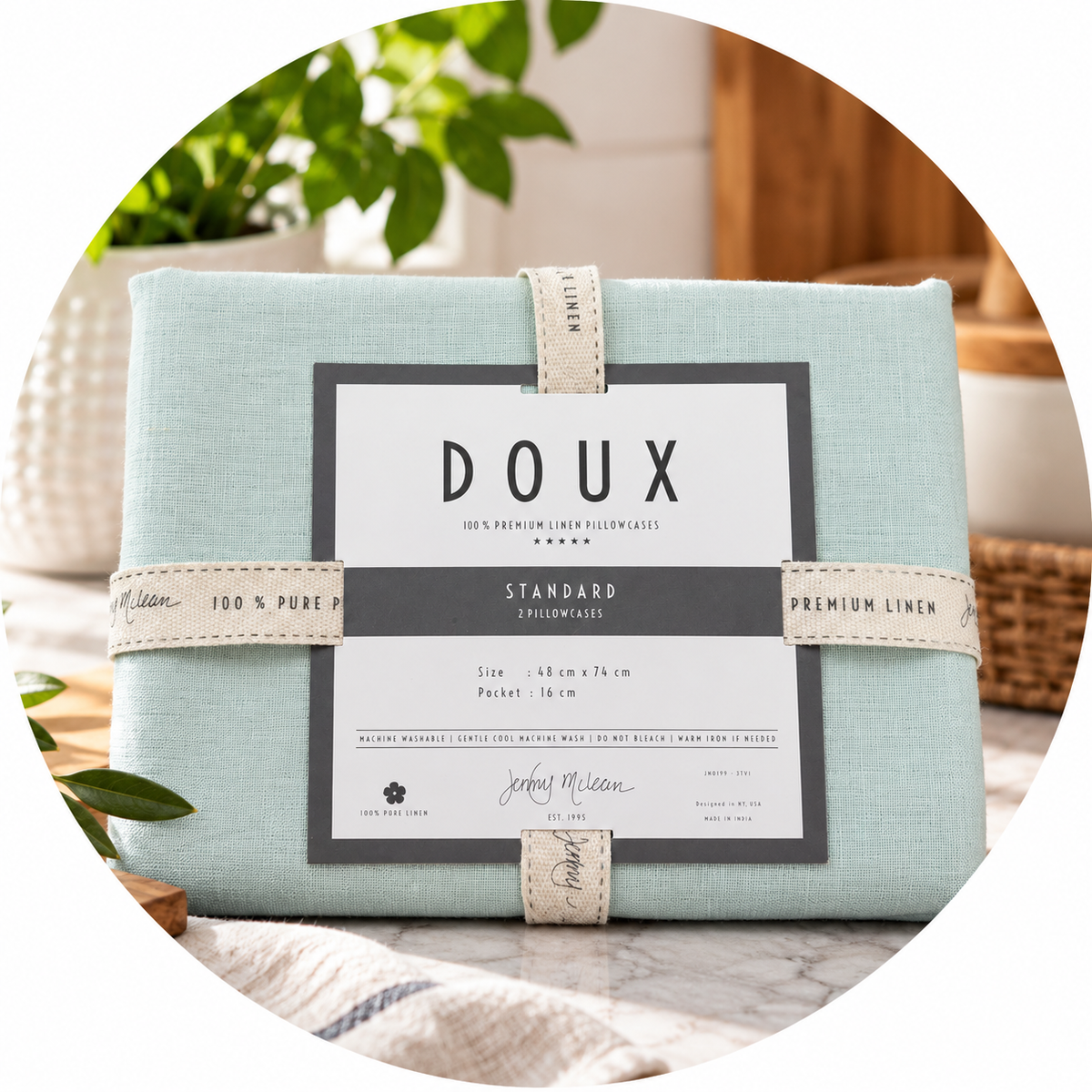 Jenny Mclean Doux PillowCase  100% Linen