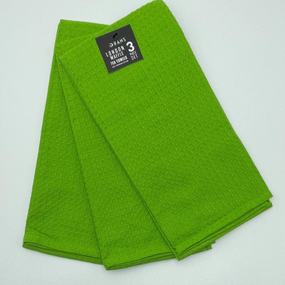 RANS London Waffle Tea towels | Lime Green | Set of 3