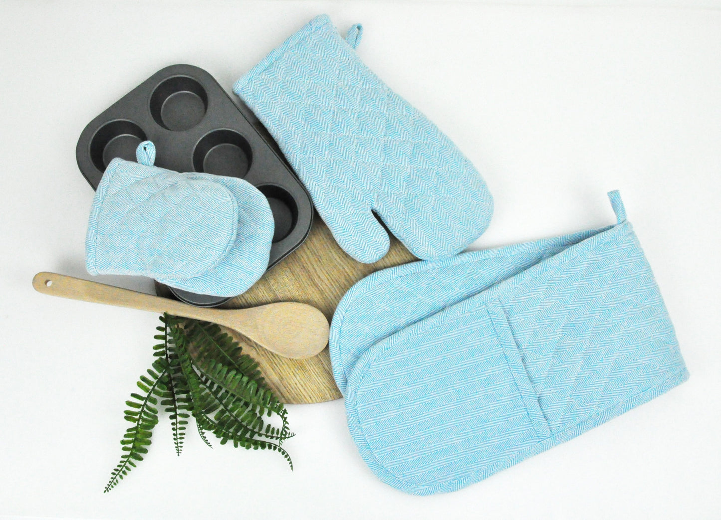 Herringbone Mini Gloves 2PC 100% Cotton