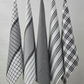 RANS Milan Tea Towels Check & Stripe Designs | 5 Piece Sets | BLACK