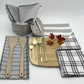 RANS Milan Tea Towels Check & Stripe Designs | 5 Piece Sets | CHARCOAL