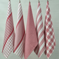 RANS Milan Tea Towels Check & Stripe Designs | 5 Piece Sets | RED